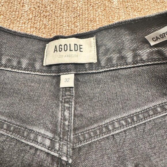 Agolde FEN High Rise Relaxed Taper Womens Denim Jeans Washed Black Shambles 32 - Picture 14 of 16